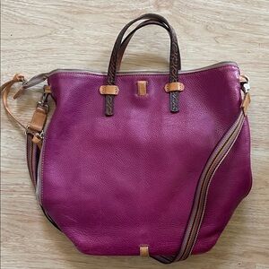 Consuela Sling Purple Bag with Brown Accents